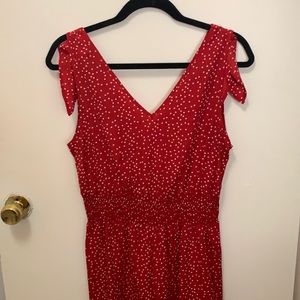 Women’s red polka dot jumpsuit